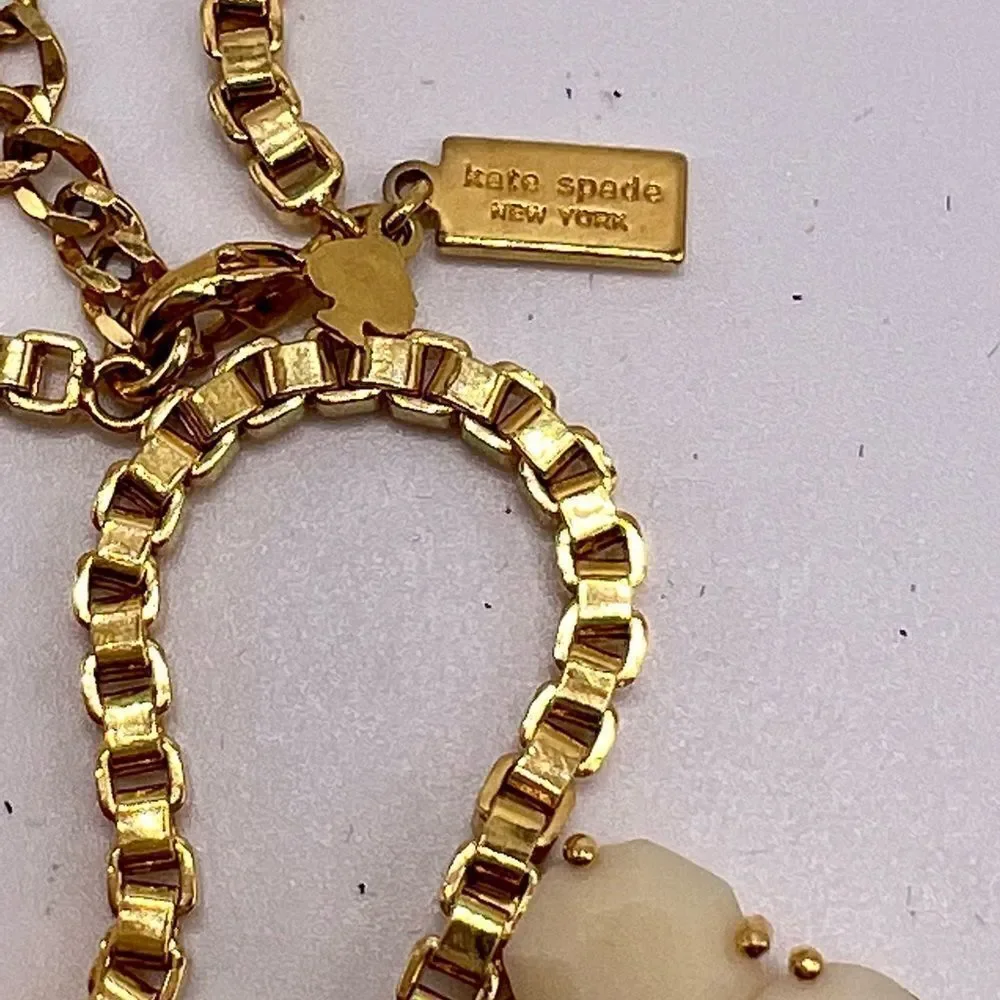 Kate Spade gold box chain and cream statement necklace